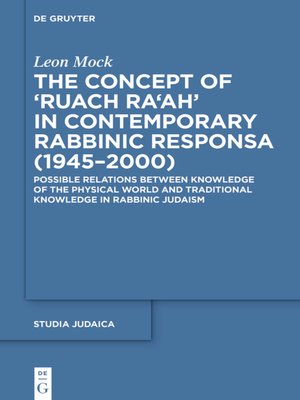 cover image of The Concept of ›Ruach Ra'ah  in Contemporary Rabbinic Responsa (1945–2000)